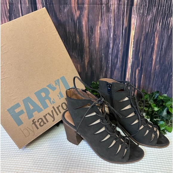 Farylrobin Shoes - Faryl Laced up Heels with Zipper Size 7.5 Black